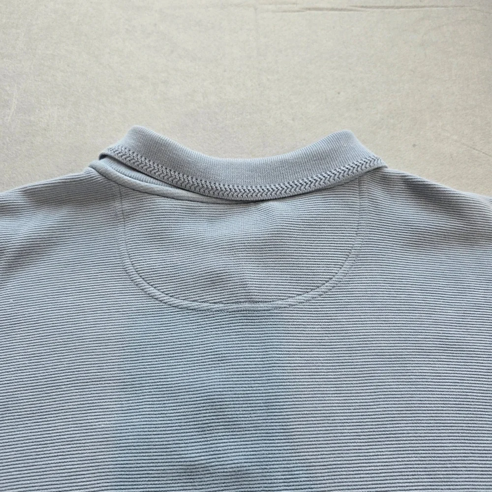 Tommy Bahama Men XXL Light Blue Silk Cotton Ribbed Short Sleeve Polo Shirt